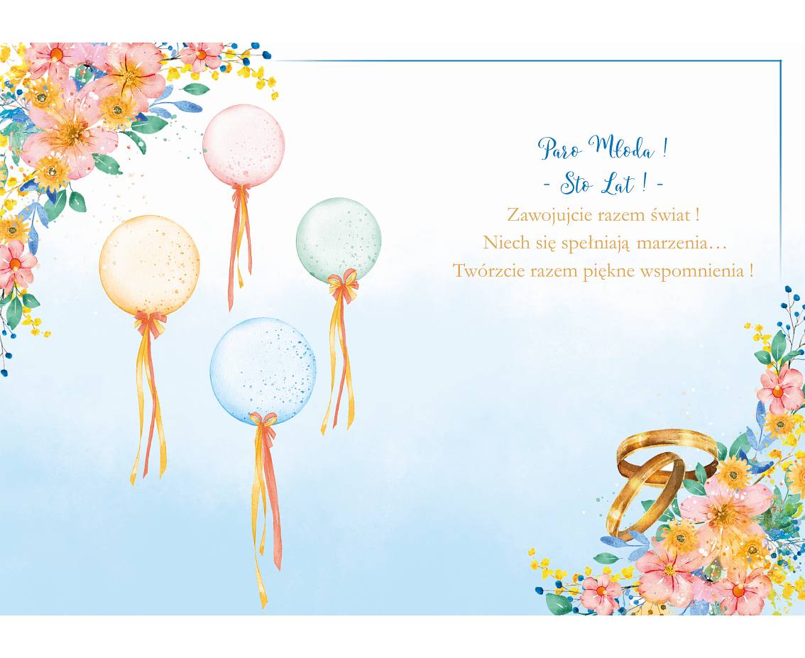 Kartka okolicznościowa Ślubne Balony, 1 szt.